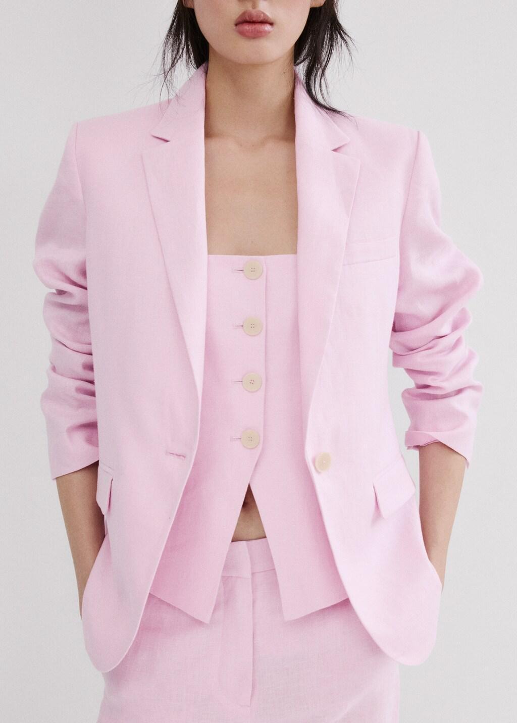 Pink Linen Suit Waistcoat, 0201_85, large image number 7