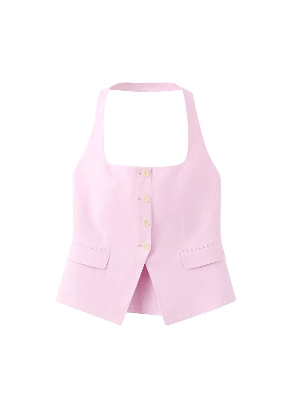Pink Linen Suit Waistcoat, 0201_85, large image number 8