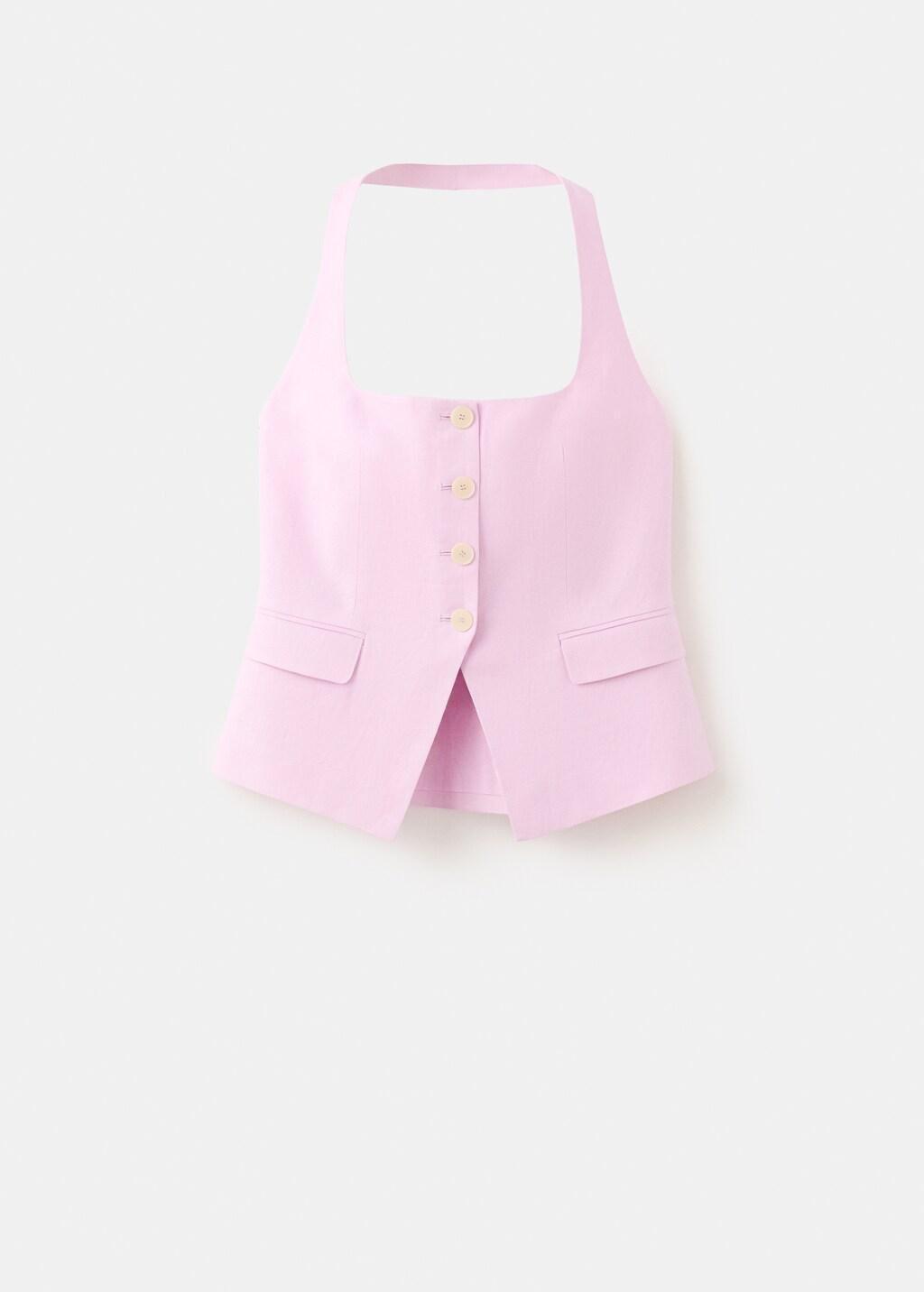 Pink Linen Suit Waistcoat, 0201_85, large image number 9