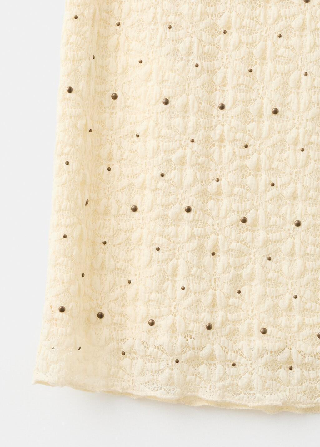 Beige Midi Skirt With Studs, Light Beige, large image number 1