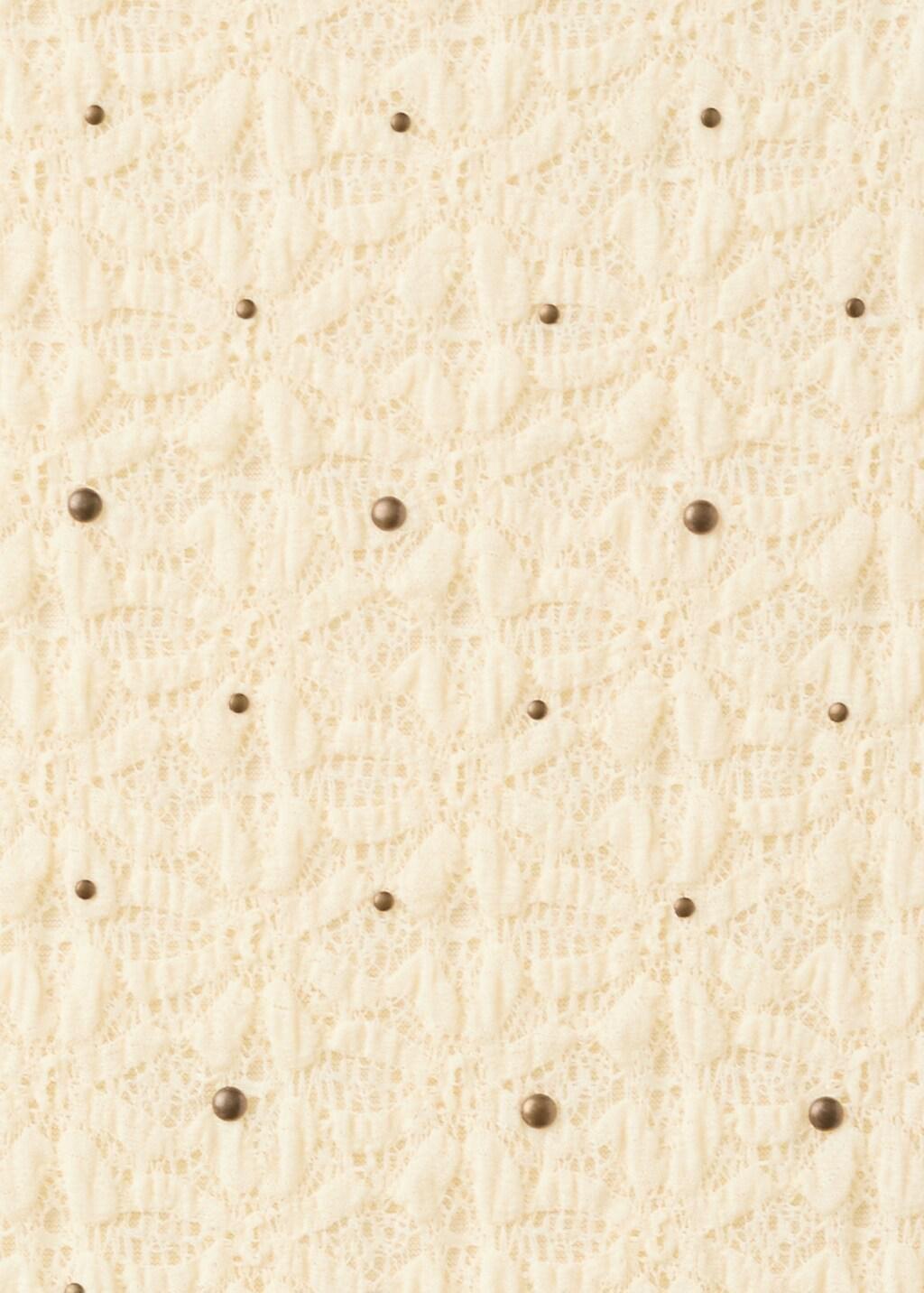 Beige Midi Skirt With Studs, Light Beige, large image number 5