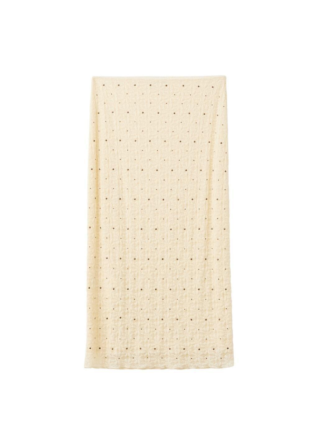 Beige Midi Skirt With Studs, Light Beige, large image number 6