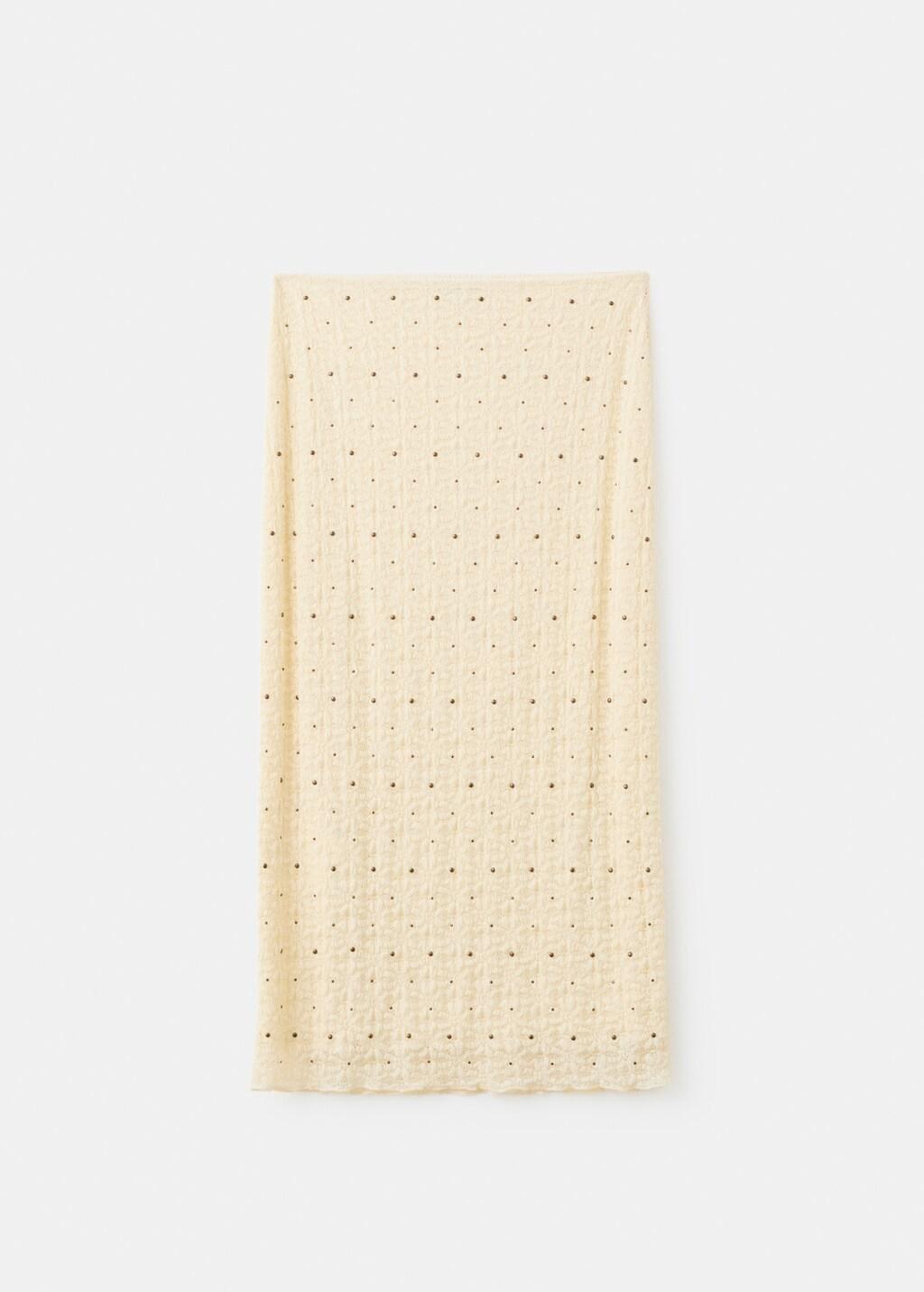 Beige Midi Skirt With Studs, Light Beige, large image number 7