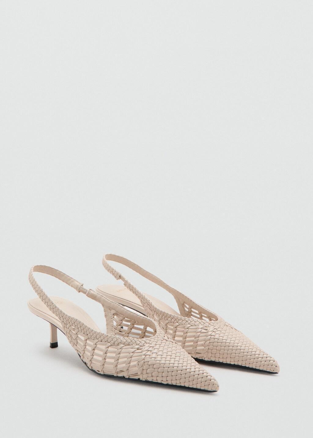 Beige Woven Toe Cap Shoe, Light Beige, large image number 0