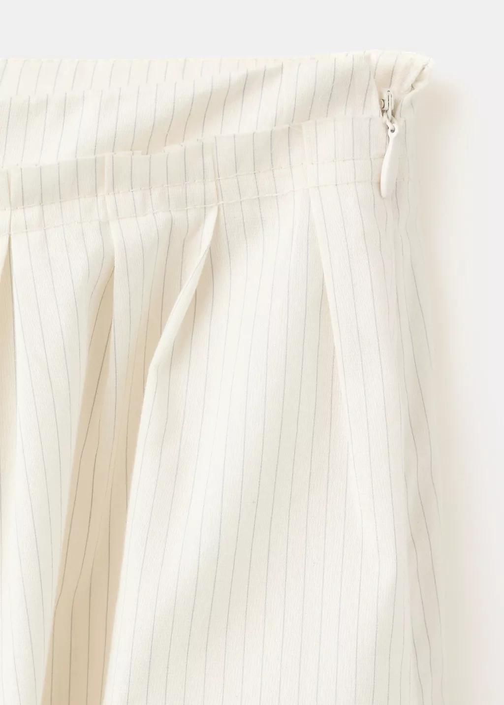 Beige A-Line Cotton Skirt With Stripes, 0201_05, medium