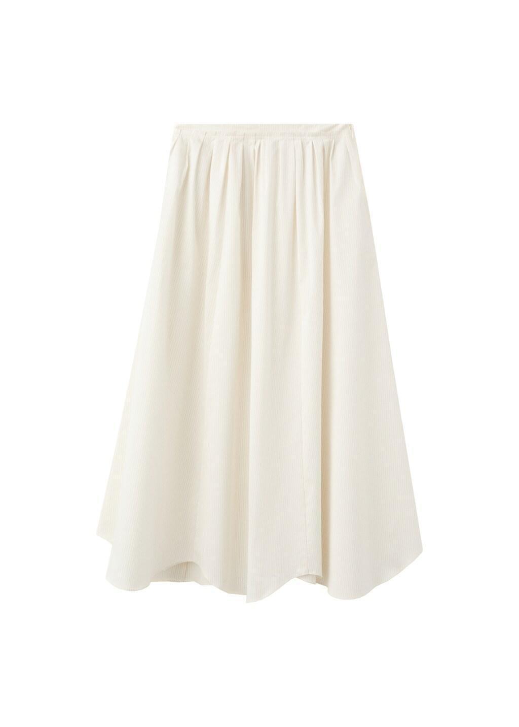 Beige A-Line Cotton Skirt With Stripes, 0201_05, large image number 5