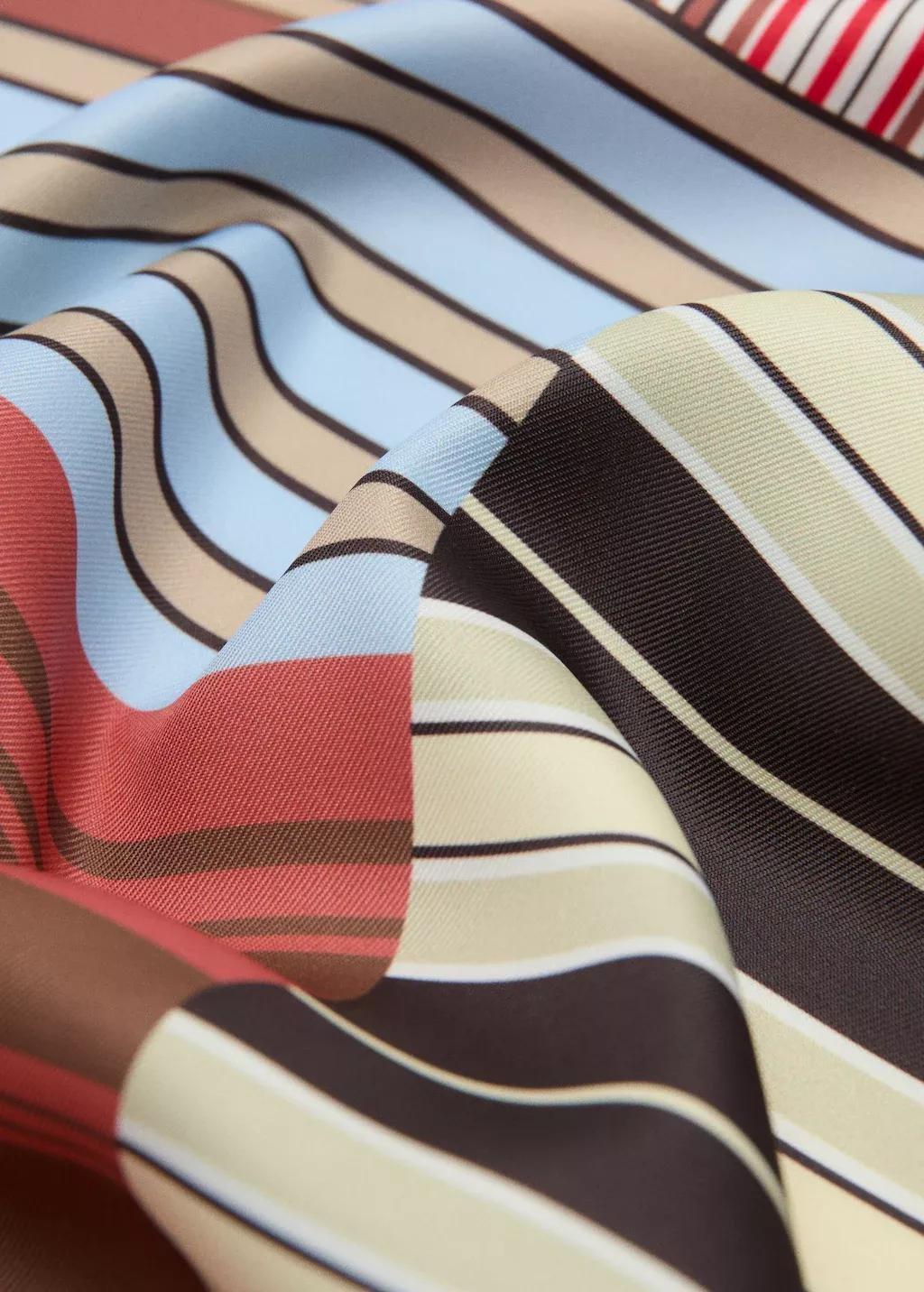 Red Geometric Stripe-Print Scarf, Red, medium