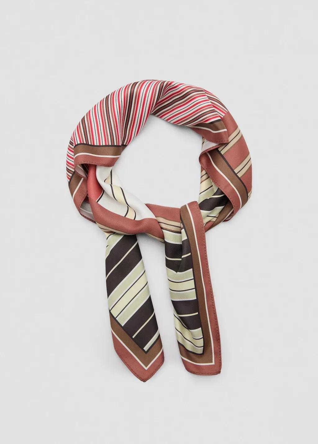 Red Geometric Stripe-Print Scarf, Red, large image number 1