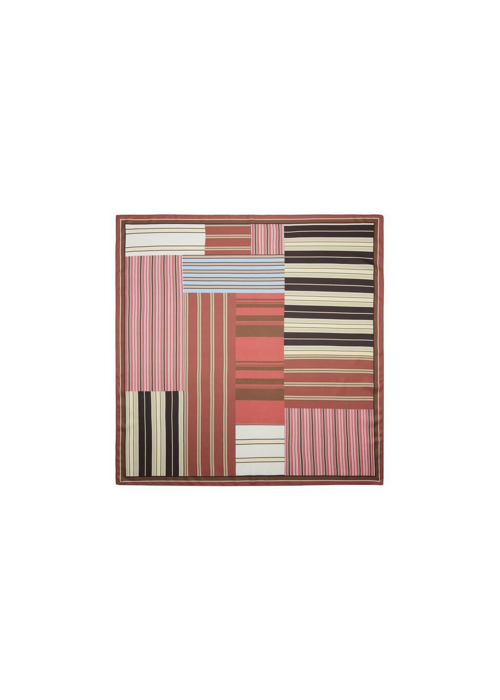 Red Geometric Stripe-Print Scarf, Red, medium