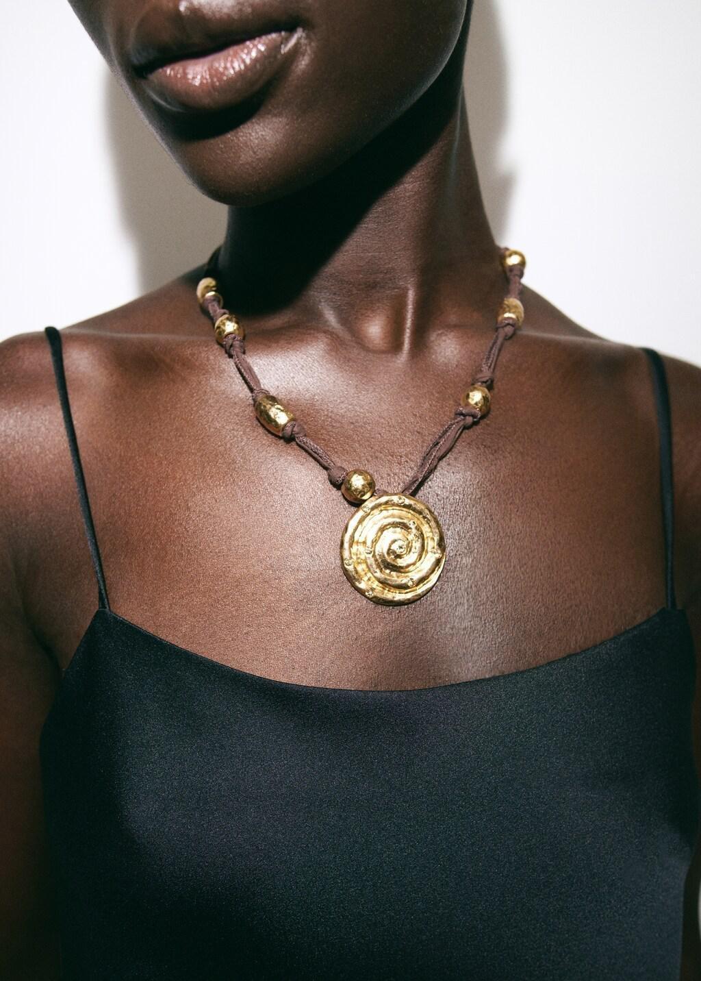 Gold Spiral Pendant Necklace, Gold, large image number 0