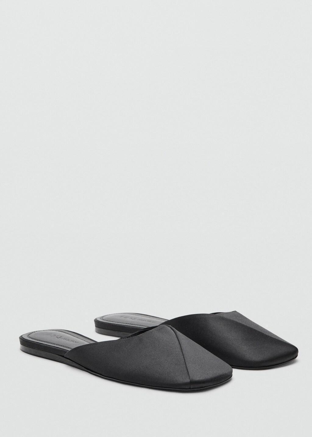 Black Backless Flat Shoe, Black, medium