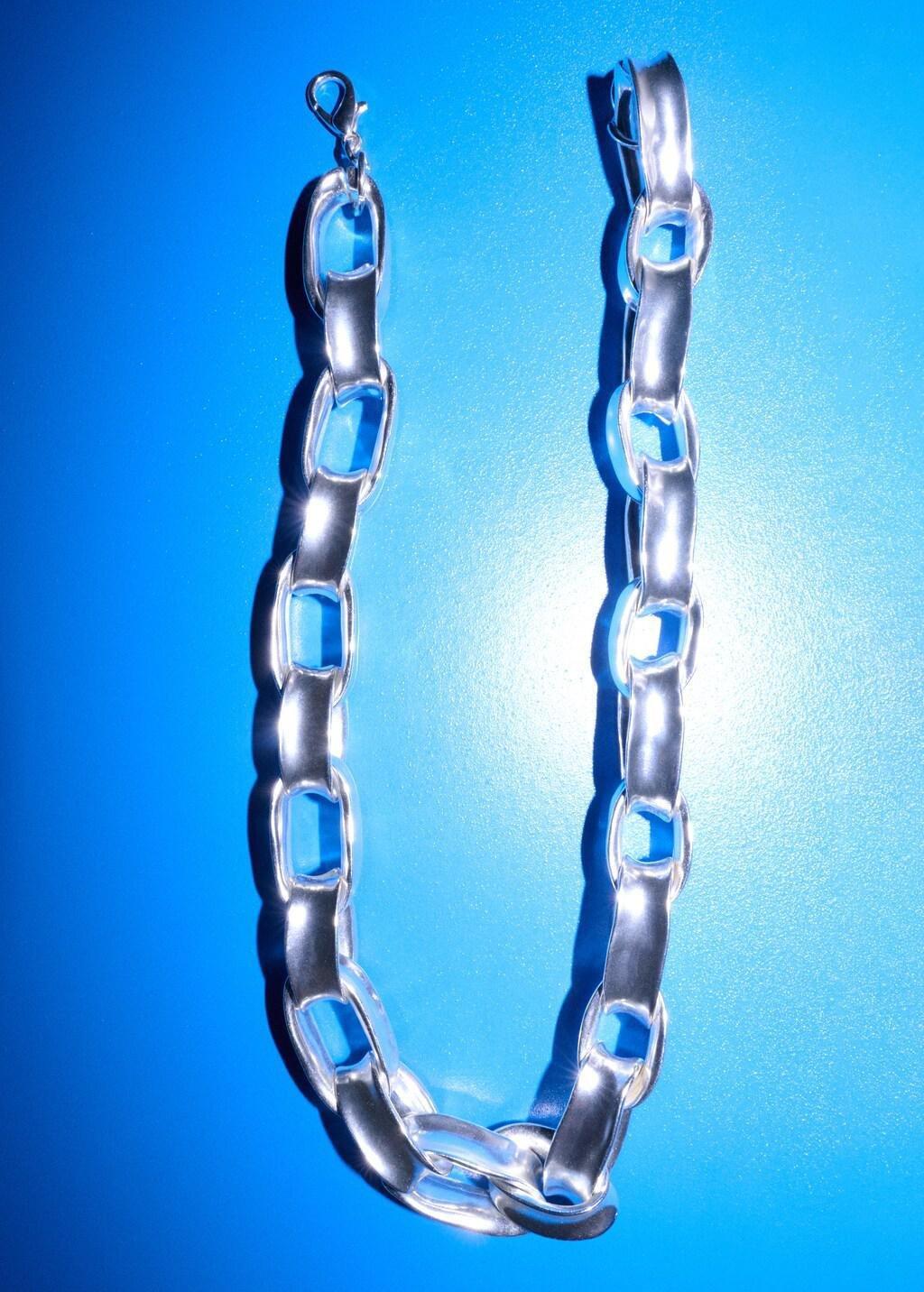 Silver Link Chain Necklace, Silver, large image number 0