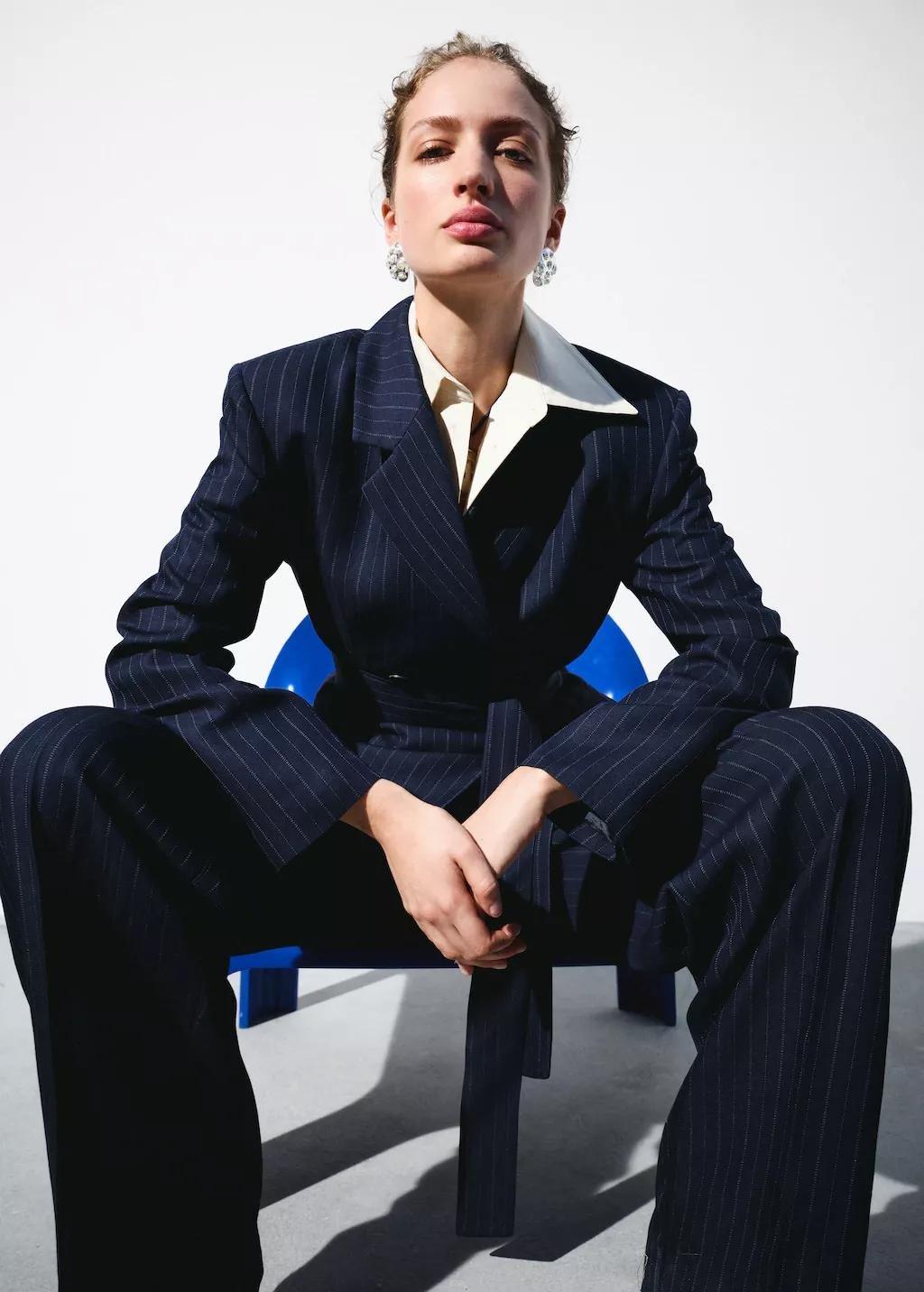 Beige Short-Sleeve Tie-Front Blouse, Light Beige, large image number 6