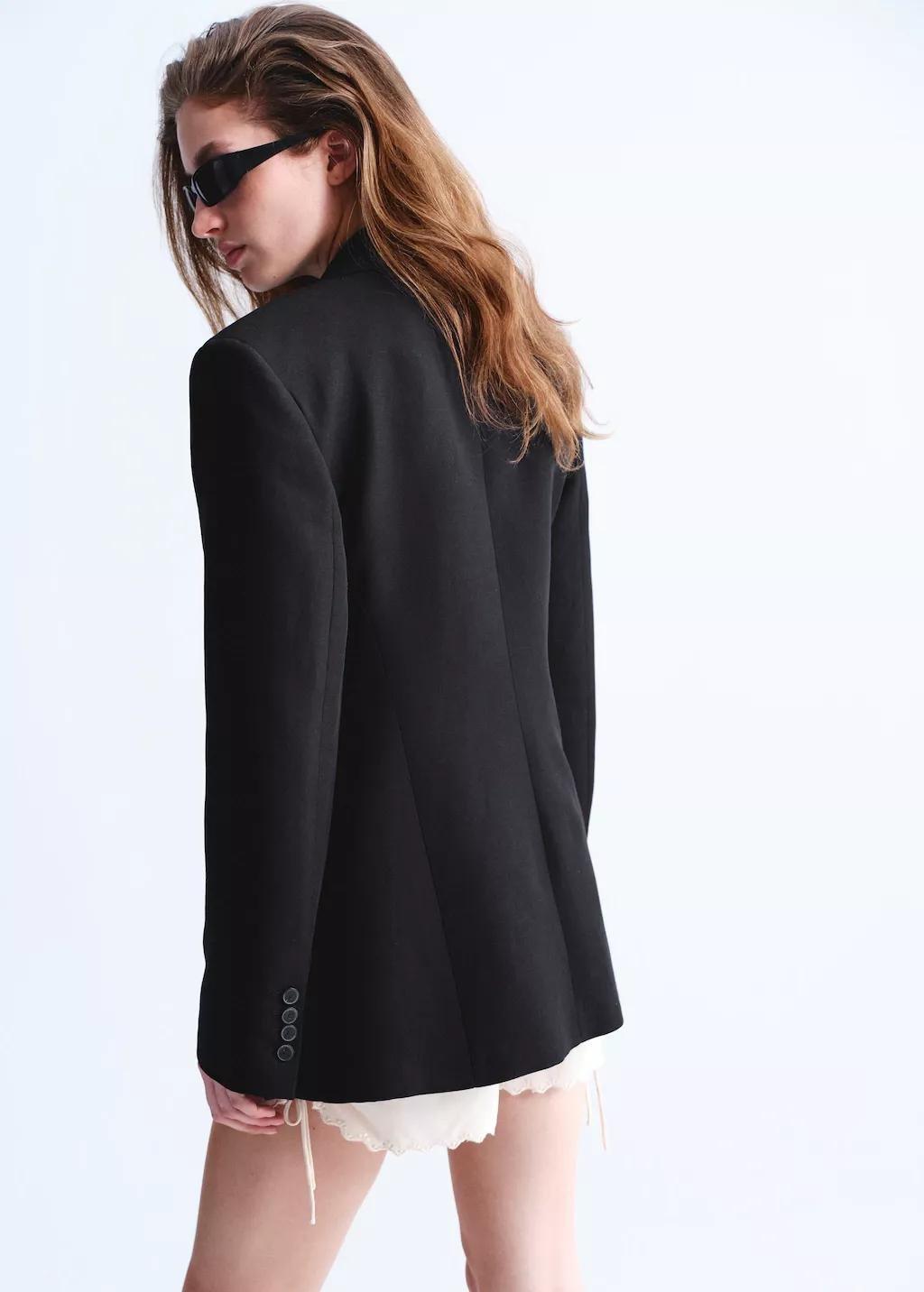 Black Fitted Suit Blazer, 0201_99, large image number 2