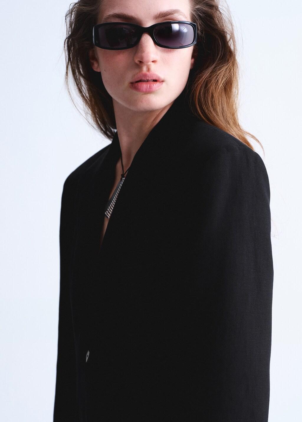Black Fitted Suit Blazer, 0201_99, large image number 4