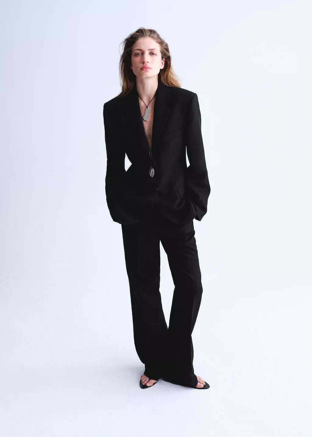 Black Fitted Suit Blazer, 0201_99, large image number 6