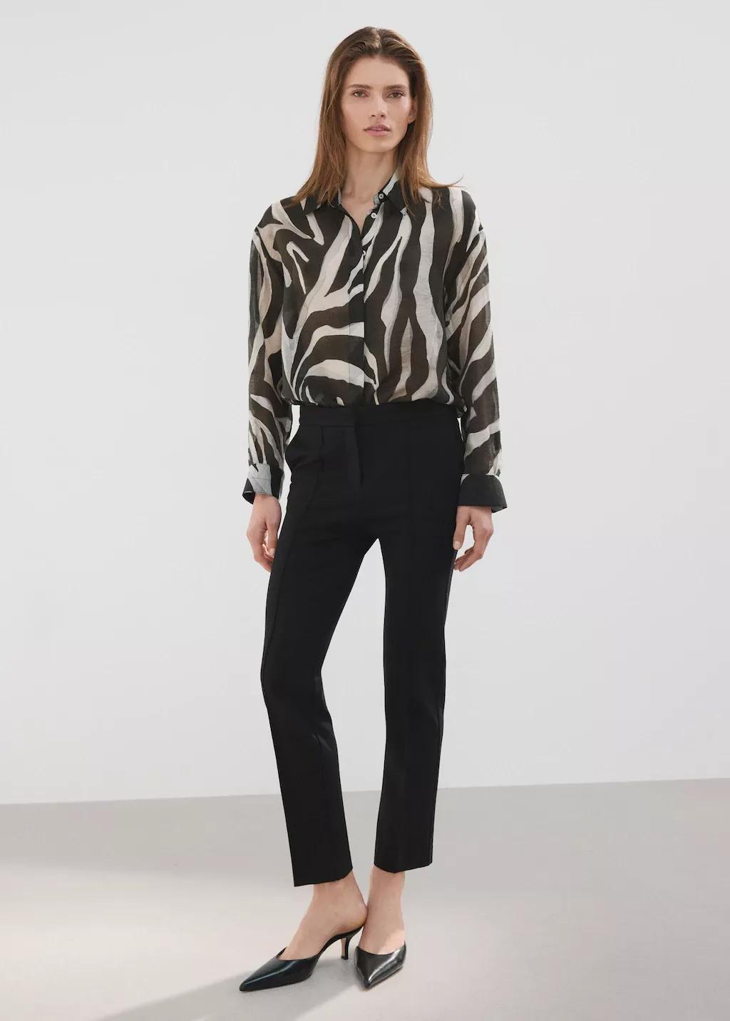 Black Lyocell Printed Shirt, Black, large image number 0