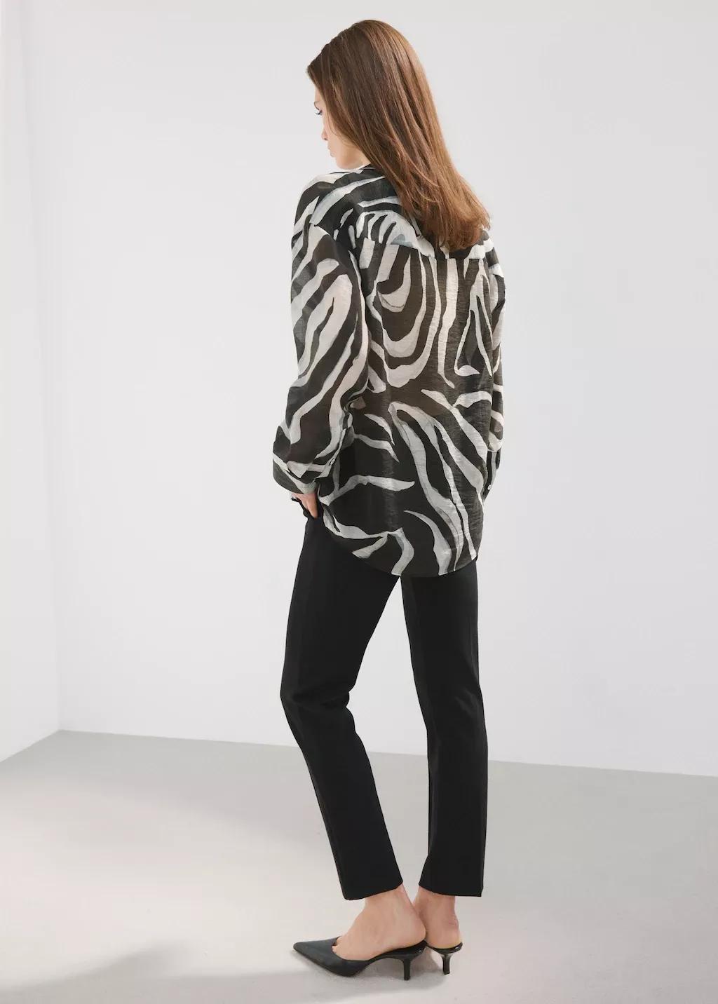 Black Lyocell Printed Shirt, Black, medium