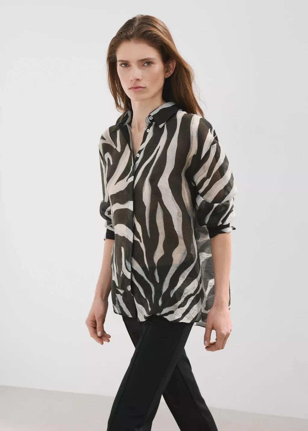 Black Lyocell Printed Shirt, Black, large image number 3
