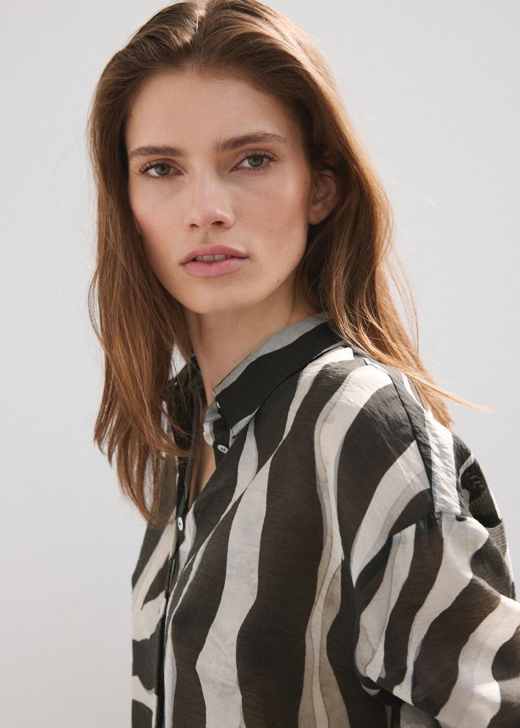 Black Lyocell Printed Shirt, Black, large image number 4