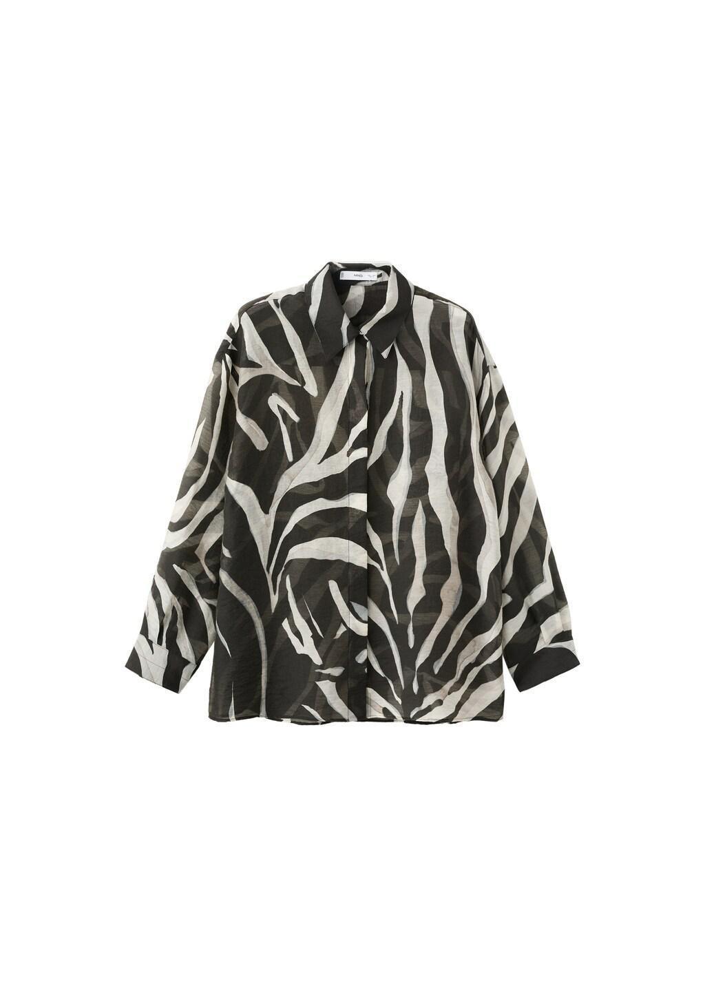 Black Lyocell Printed Shirt, Black, large image number 7