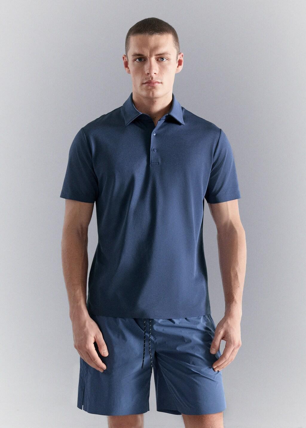 Blue Coolmax Slim Fit Polo Shirt, Medium Blue, large image number 3