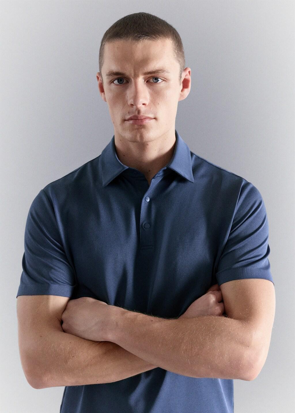 Blue Coolmax Slim Fit Polo Shirt, Medium Blue, large image number 4