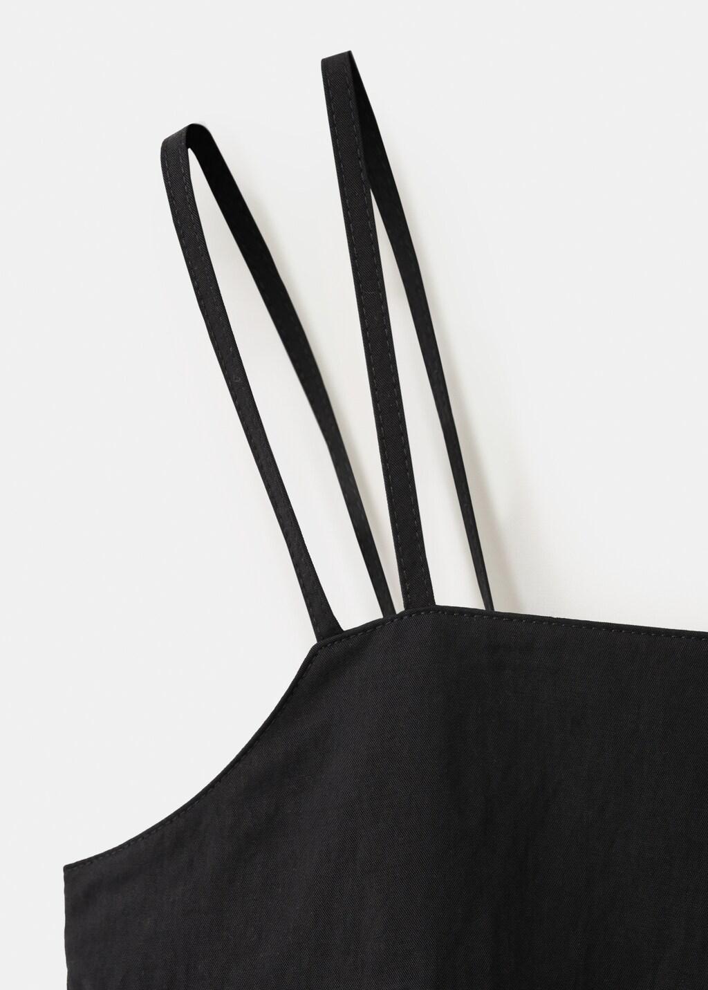 Black Lyocell Top With Double Straps, Black, large image number 1