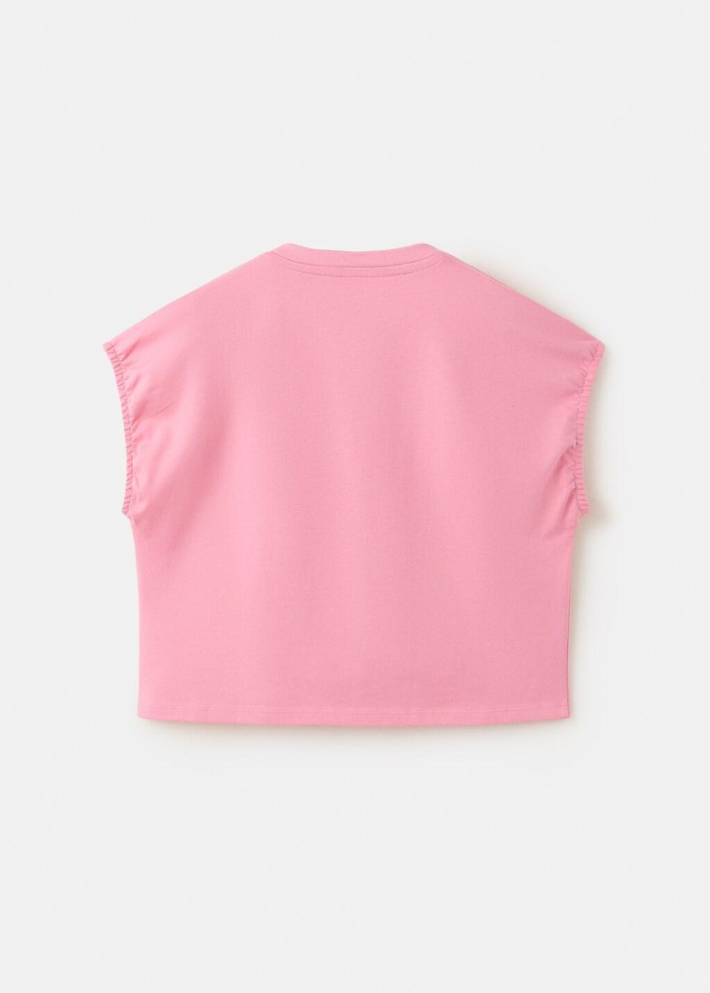 Pink Printed Cotton-Blend T-Shirt, Kids Girl, Pink, large image number 1