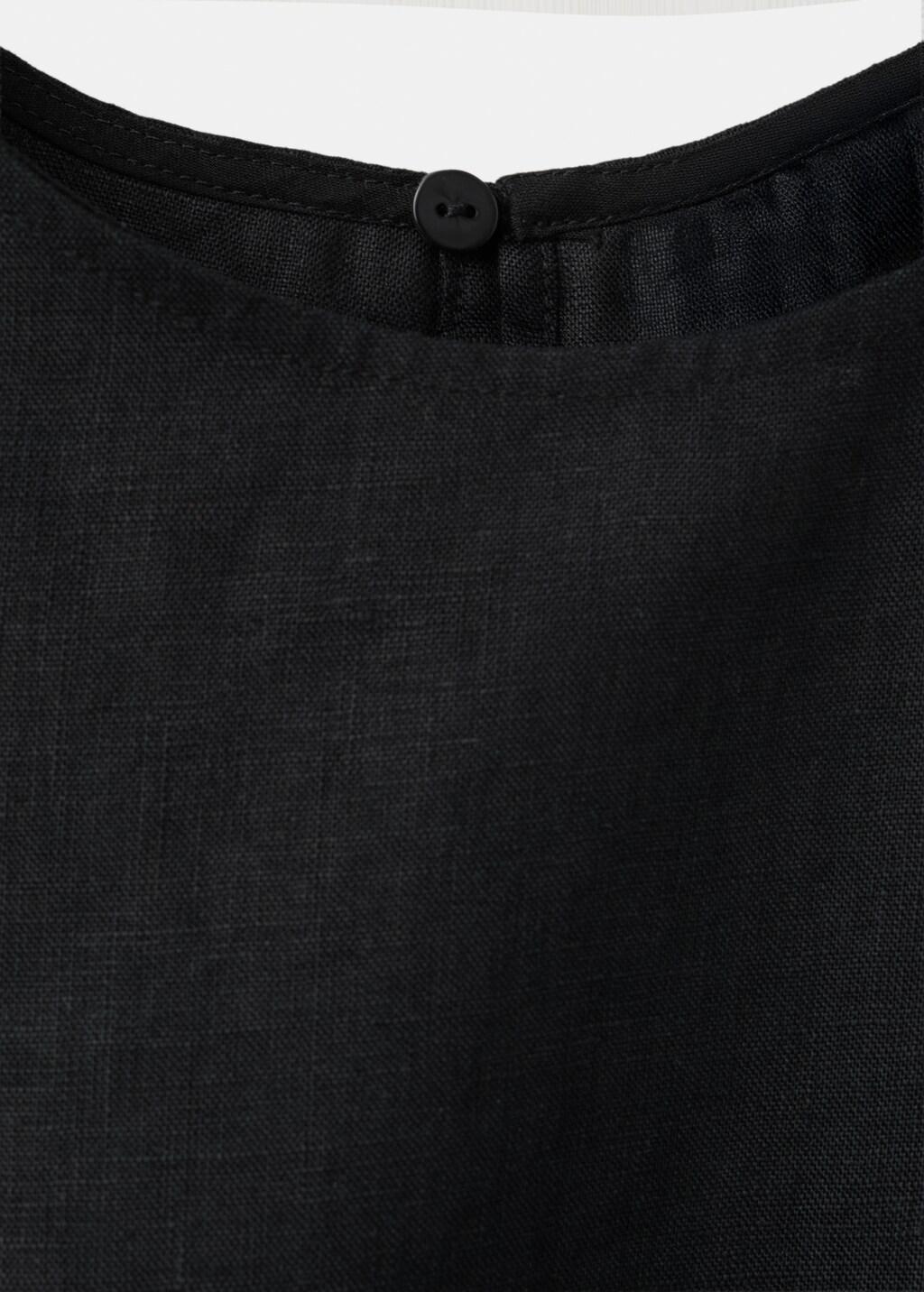 Black Linen Top With Ties, Black, medium