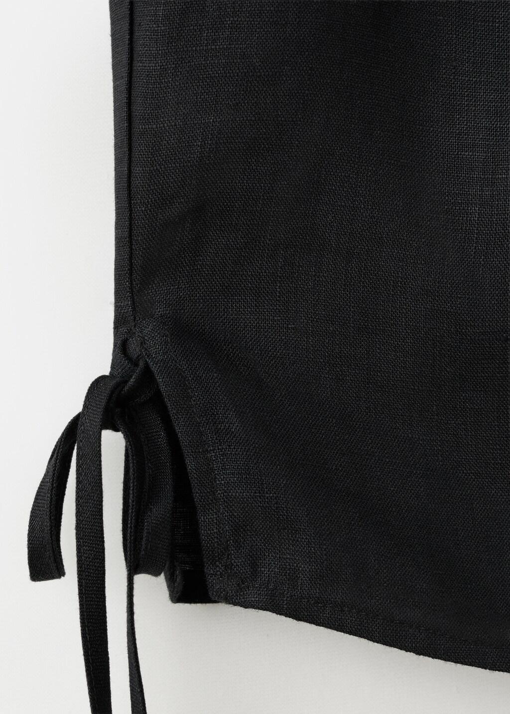 Black Linen Top With Ties, Black, large image number 4