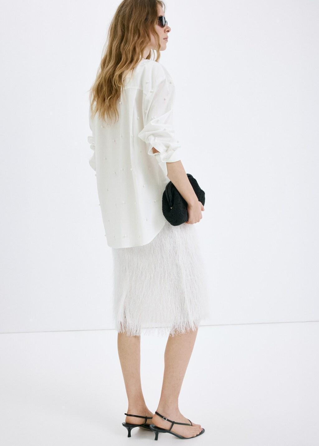 Cream Lyocell Pearl Blouse, 0201_02, large image number 2