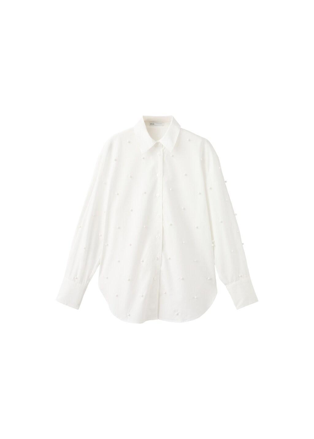 Cream Lyocell Pearl Blouse, 0201_02, large image number 7