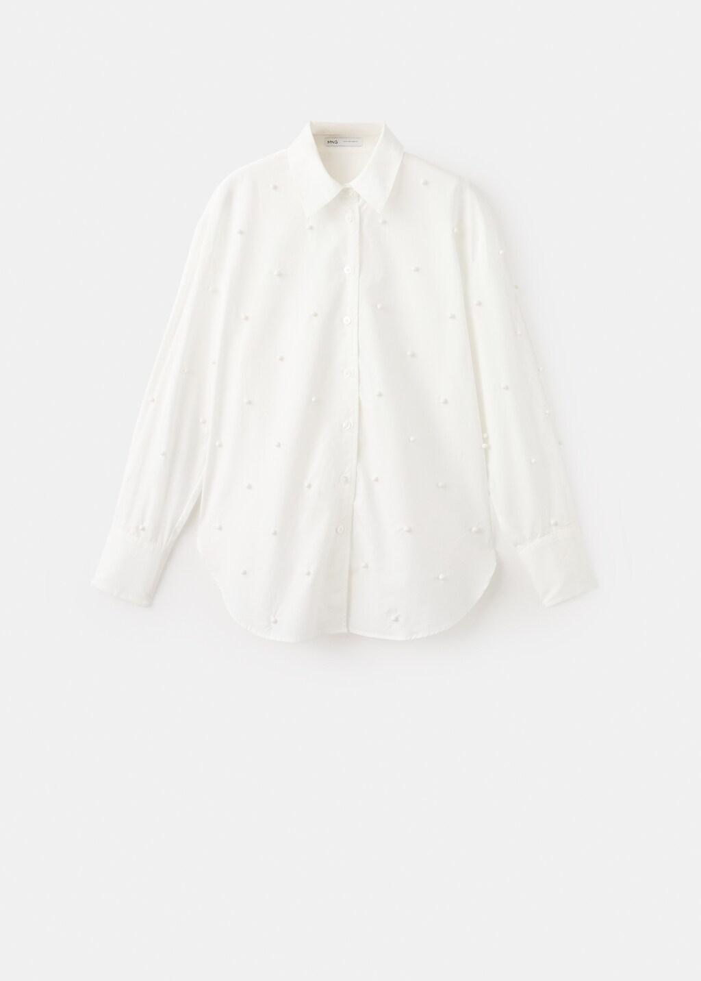 Cream Lyocell Pearl Blouse, 0201_02, large image number 8