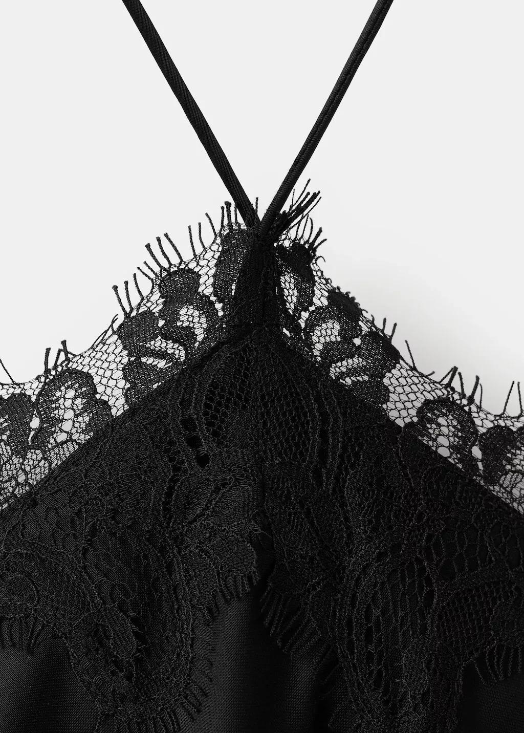 Black Satin Camisole Dress, Black, large image number 4