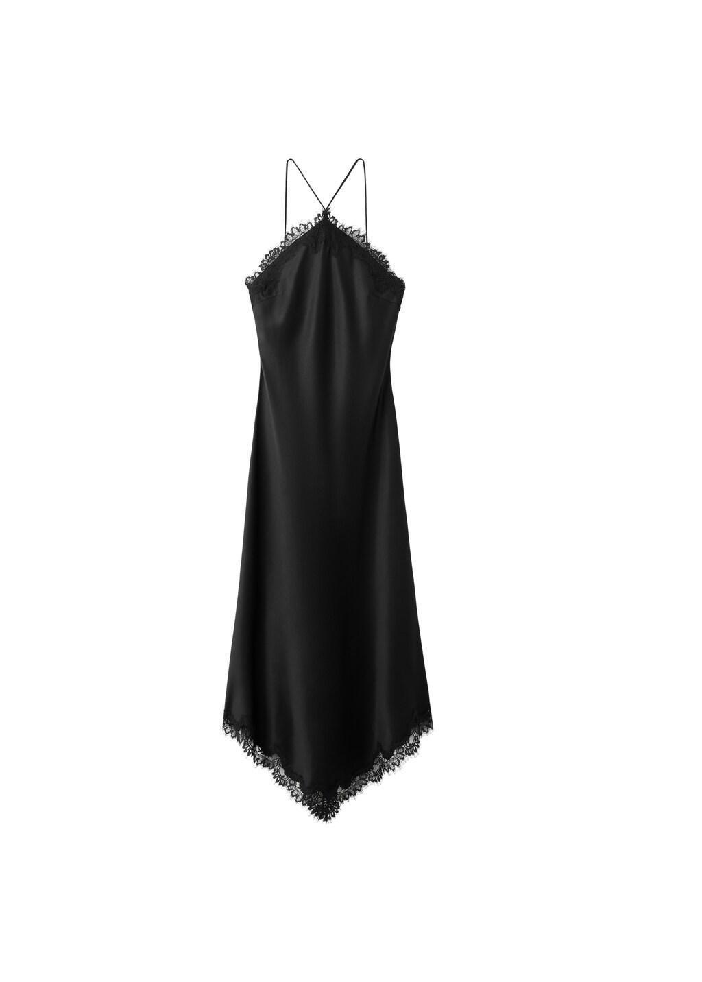 Black Satin Camisole Dress, Black, large image number 6