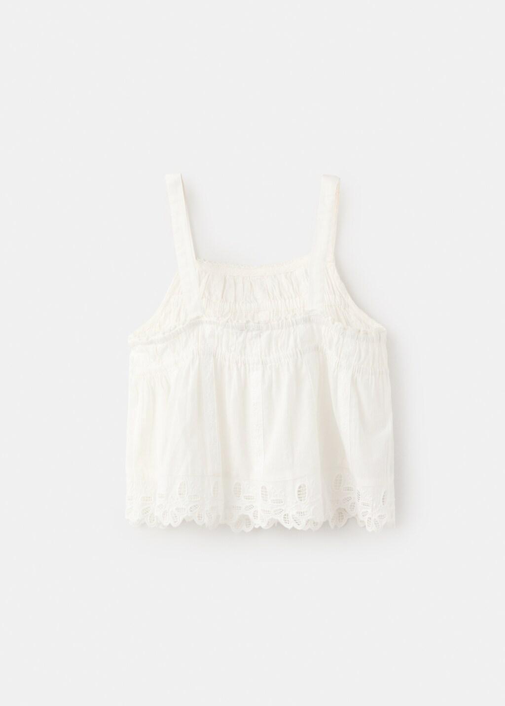 Beige Embroidered Details Blouse, Kids Girl, Light Beige, large image number 2