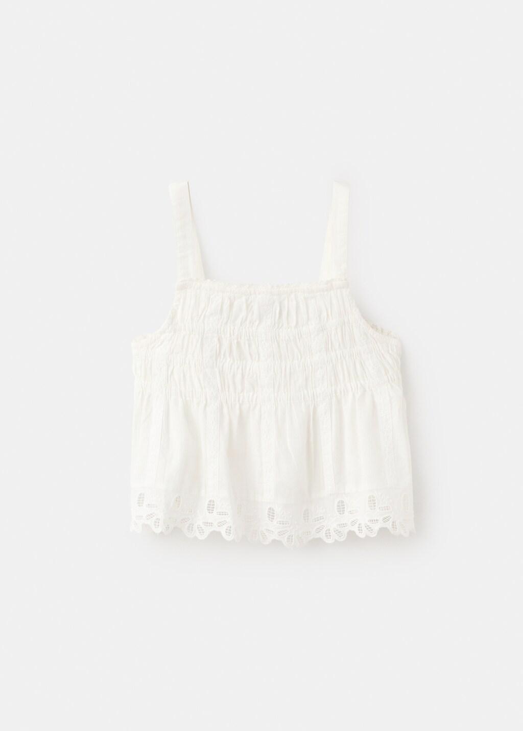 Beige Embroidered Details Blouse, Kids Girl, Light Beige, large image number 7