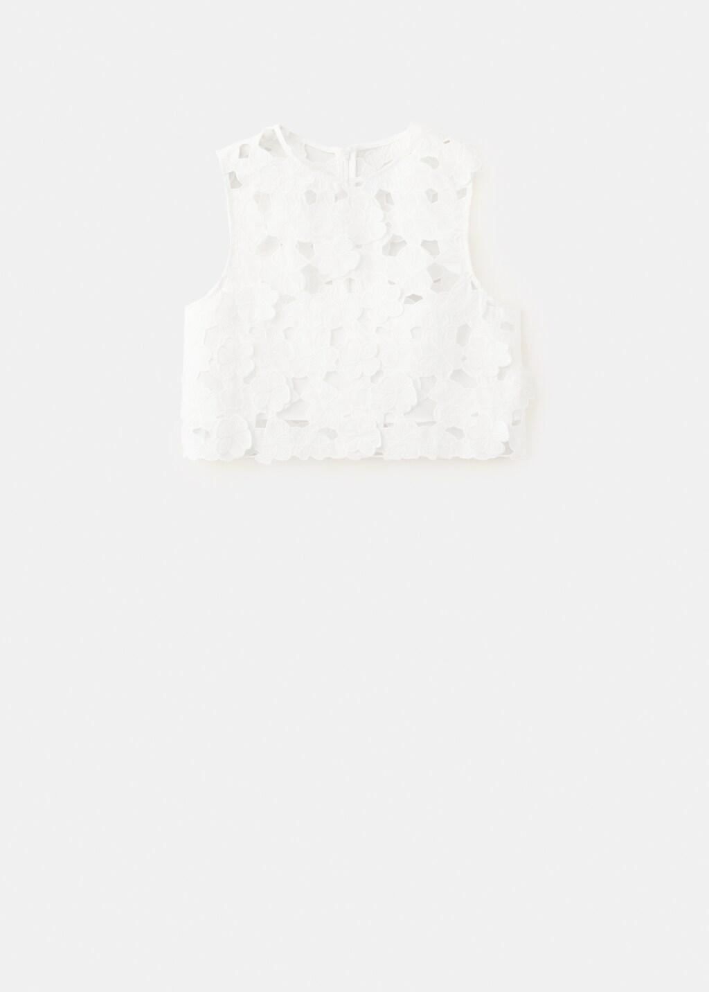 White Embroidered Broderie Anglaise Top, Natural White, large image number 7