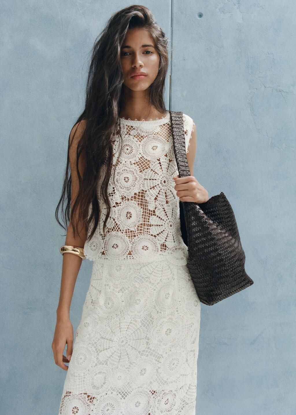White Embroidered Top With Openwork Details, 0201_02, large image number 3