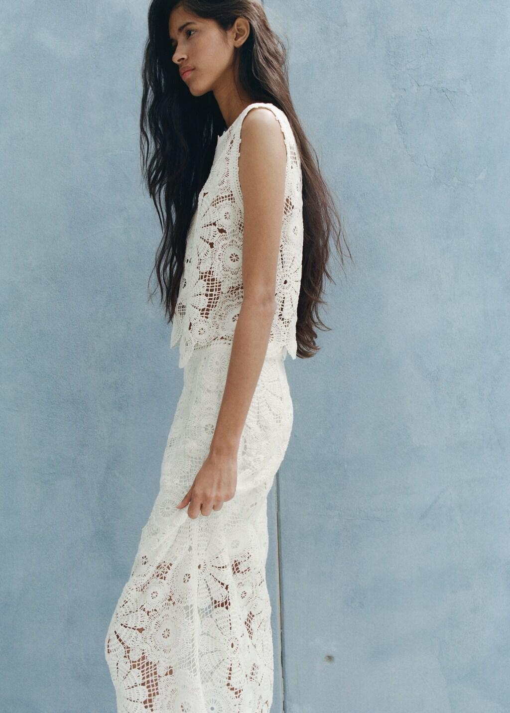 White Embroidered Top With Openwork Details, 0201_02, large image number 4