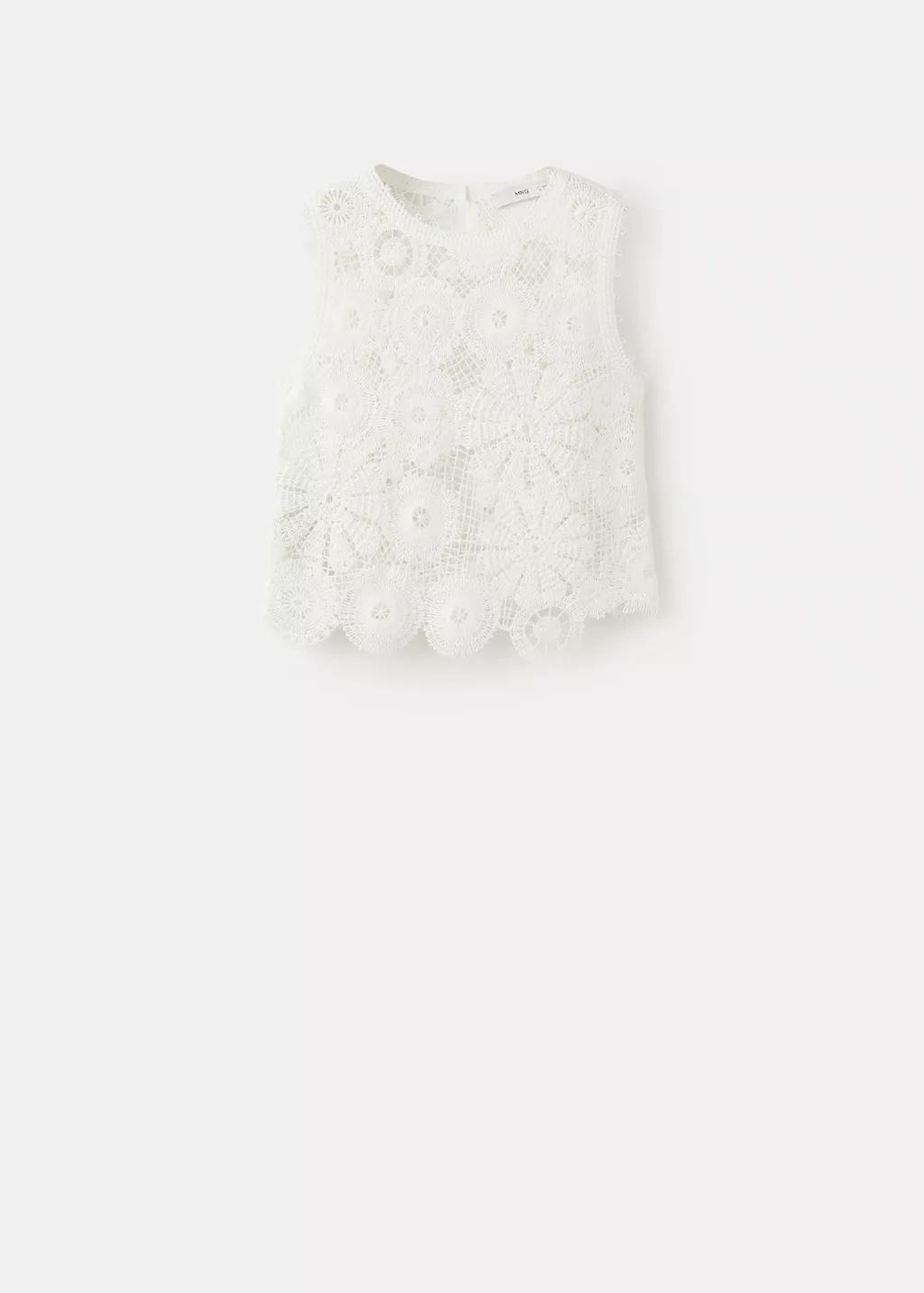 White Embroidered Top With Openwork Details, 0201_02, large image number 7