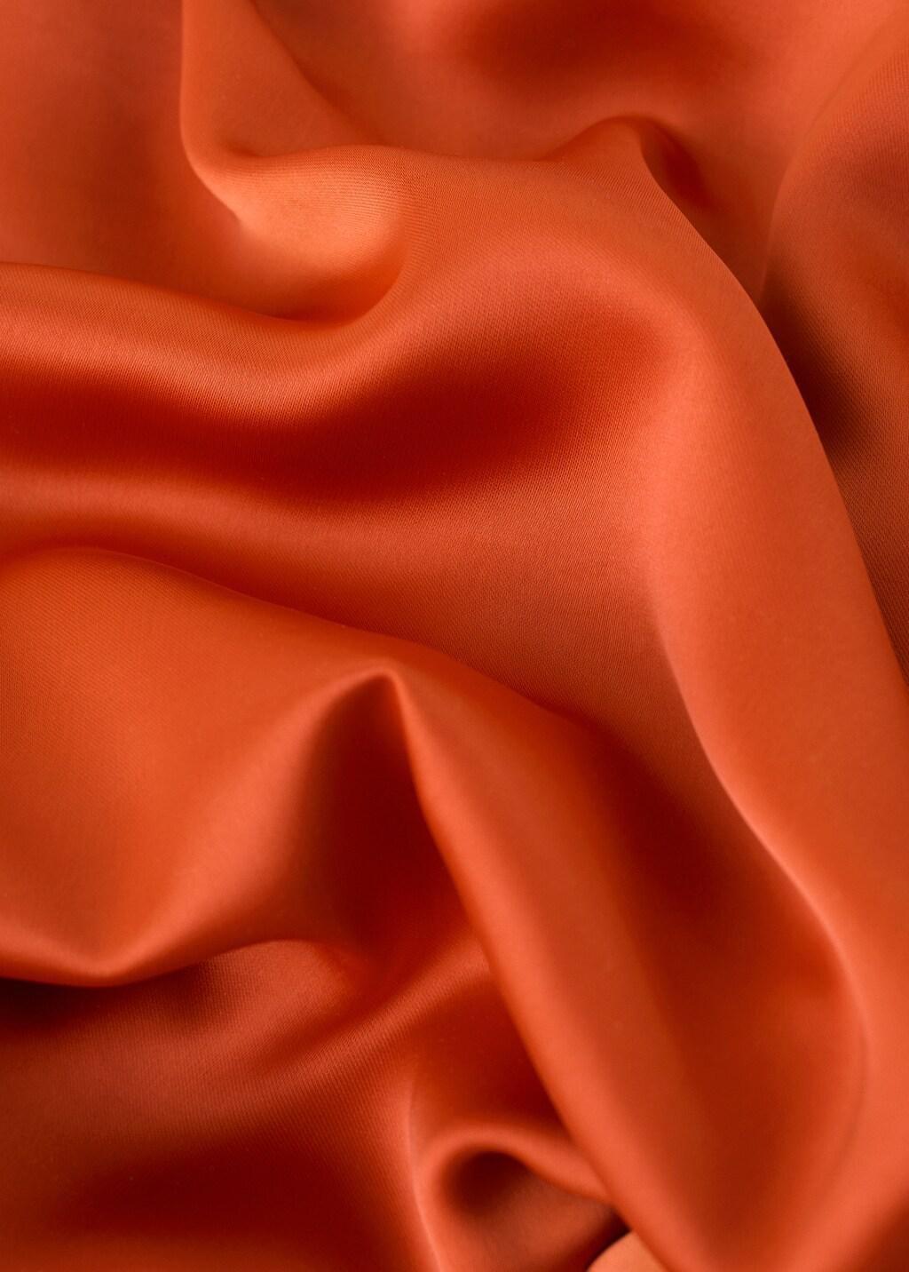 Orange Asymmetric Satin Blouse, 0201_79, large image number 1