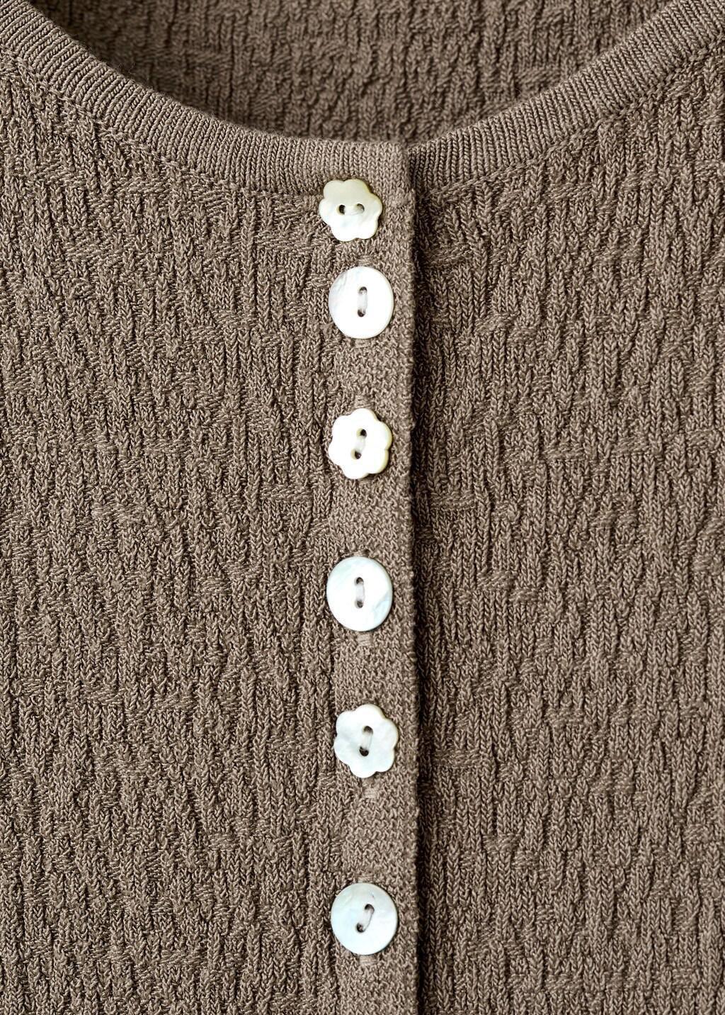 Brown Plain Top With Buttons, Medium Brown, large image number 1