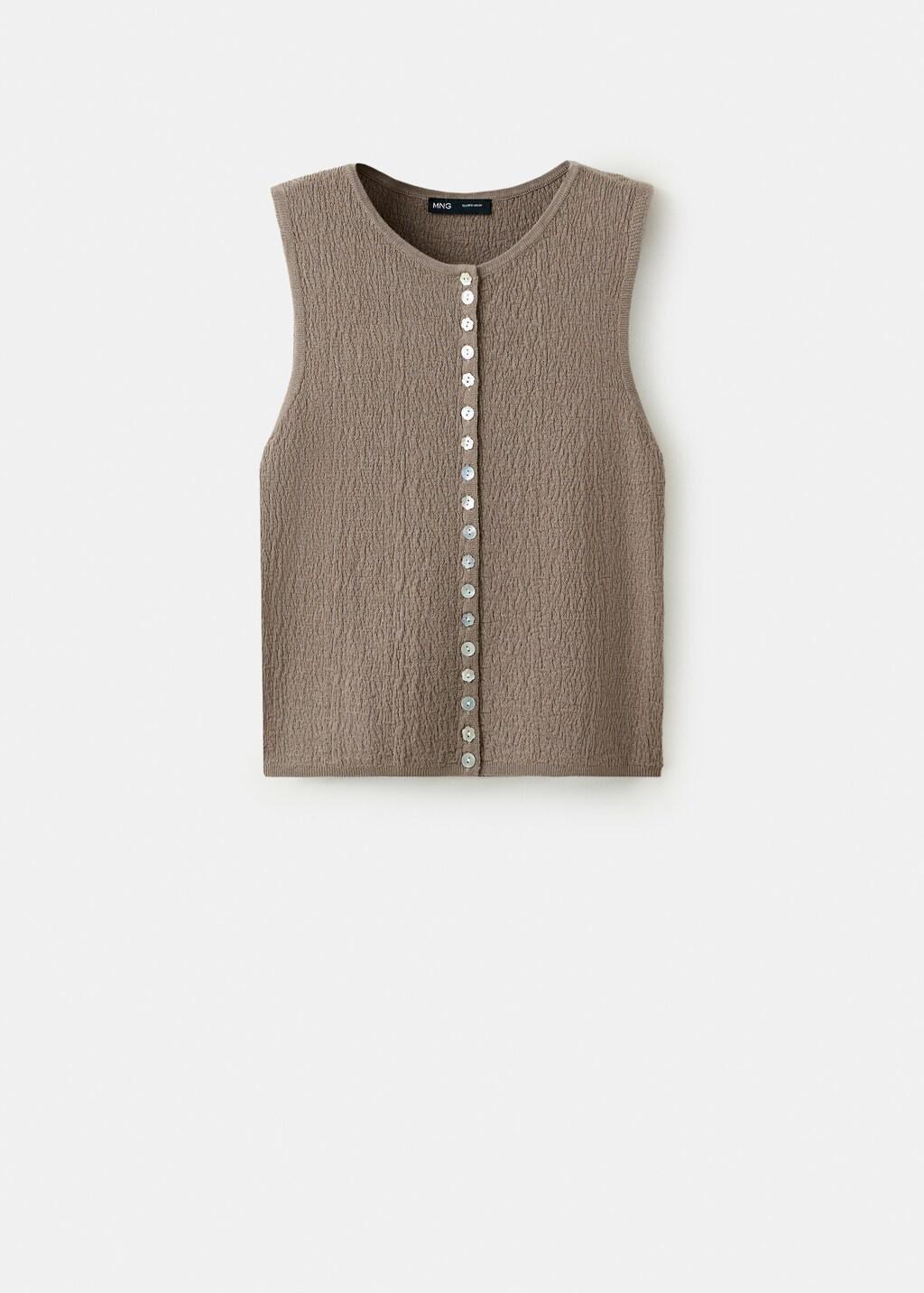 Brown Plain Top With Buttons, Medium Brown, large image number 8
