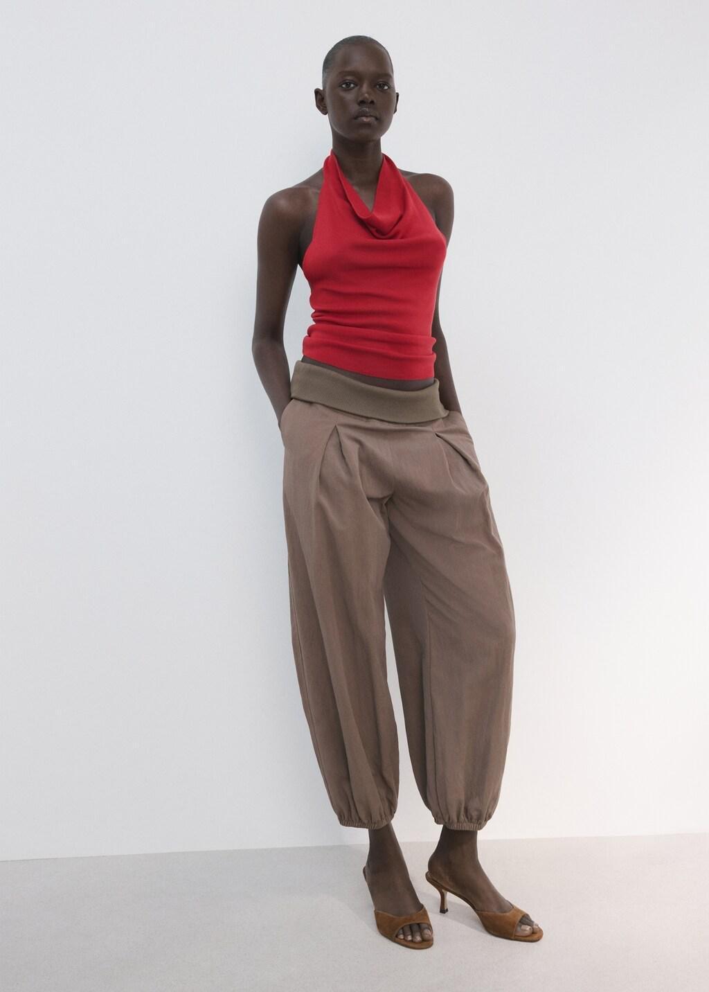 Red Halter-Neck Lyocell Top, Red, large image number 0