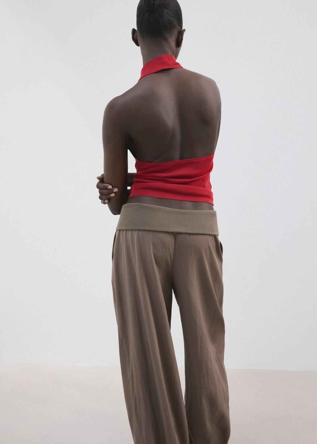 Red Halter-Neck Lyocell Top, Red, large image number 2