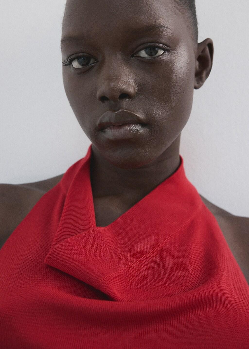 Red Halter-Neck Lyocell Top, Red, large image number 4