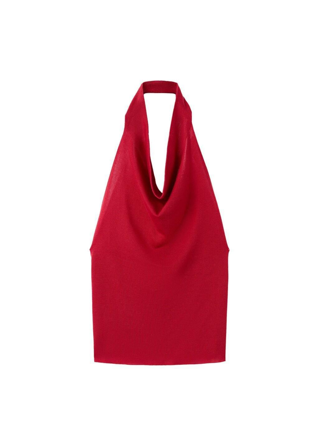 Red Halter-Neck Lyocell Top, Red, large image number 6