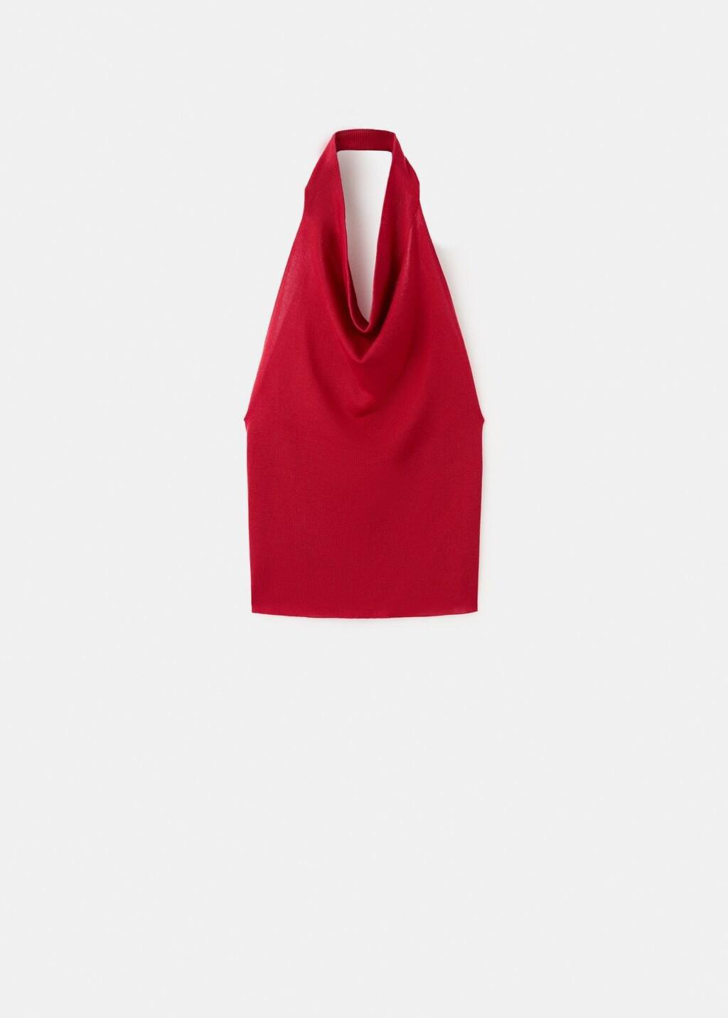 Red Halter-Neck Lyocell Top, Red, large image number 7